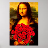 Mona Lisa houdt de rode rozen Leonardo Da Vinci va Poster (Voorkant)