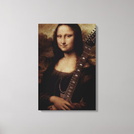 Mona Lisa houdt een gitaar vast Canvas Afdruk