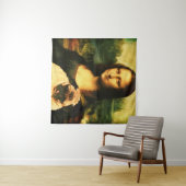 Mona Lisa houdt een pug vol, Pug-liefhebber Wandkleed (In Situ (horizontaal))
