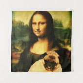 Mona Lisa houdt een pug vol, Pug-liefhebber Wandkleed (Voorkant)