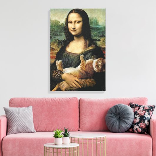 Mona Lisa houdt haar kat Leonardo da Vinci vast Canvas Afdruk (Insitu (Woonkamer))