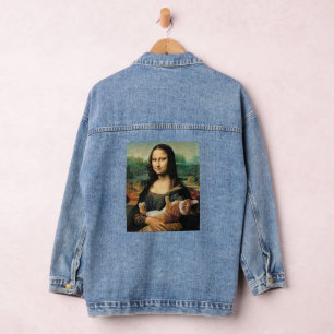 Mona Lisa houdt haar kat Leonardo da Vinci vast Denim Jacket