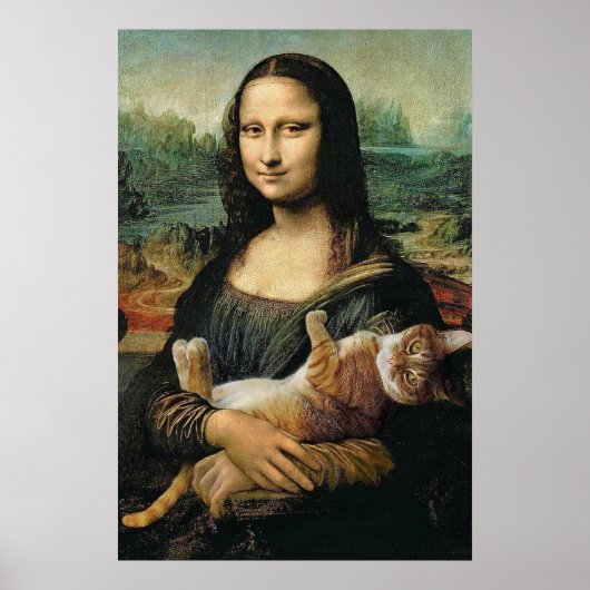 Mona Lisa houdt haar kat Leonardo da Vinci vast Poster (Voorkant)