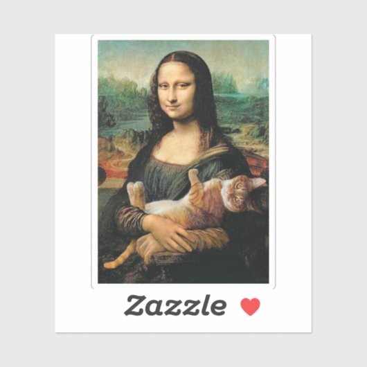 Mona Lisa houdt haar kat Leonardo da Vinci vast Sticker (Vel)