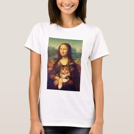 Mona Lisa houdt haar kattehuisdier Leonardo da Vin T-shirt (Voorkant)