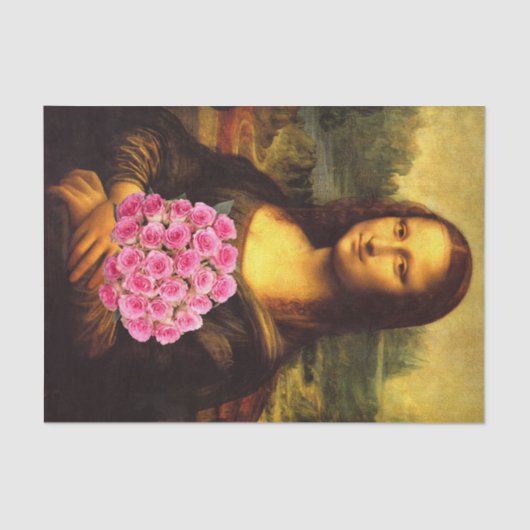 Mona Lisa houdt van roze rozen Tissuepapier (Voorkant)