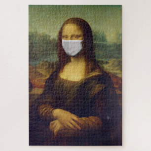 Mona lisa in een chirurgisch masker leonardo da vi legpuzzel