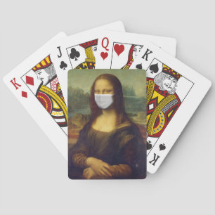 Mona lisa in een chirurgisch masker leonardo da Vi Pokerkaarten