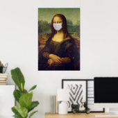 Mona lisa in een chirurgisch masker leonardo da Vi Poster (Thuiskantoor)