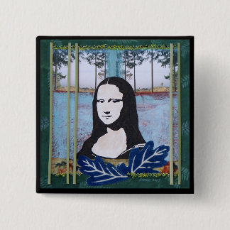 Mona Lisa in het land Vierkante Button 5,1 Cm