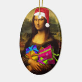 Mona Lisa in kerstmis Keramisch Ornament (Links)