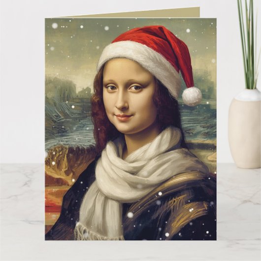 Mona Lisa in kerstmuts - grappige quote Kaart (Voorkant)