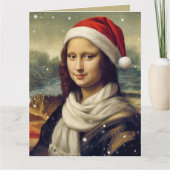 Mona Lisa in Santa hat -funny quote Kaart (Voorkant)