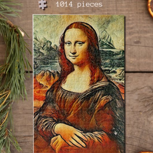 Mona Lisa in warme kleuren Legpuzzel