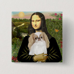 Mona Lisa - Japanse Chin (L1) Vierkante Button 5,1 Cm