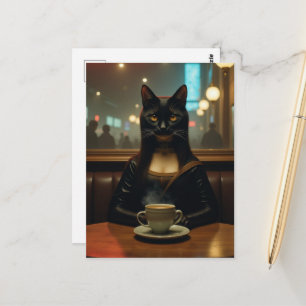 Mona Lisa Kat in een koffiezaak Briefkaart