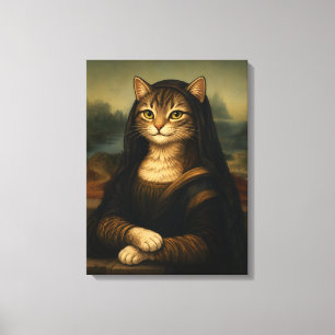 Mona Lisa Kat Parodie Renaissance Kunst Canvas Afdruk