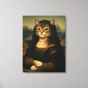 Mona Lisa Kat Parodie Renaissance Kunst Canvas Afdruk