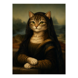 Mona Lisa Kat Parodie Renaissance Kunst Perfect Poster