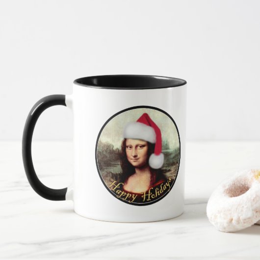 Mona Lisa Kerstman Kerstmis Mok (Met donut)