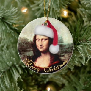 Mona Lisa Kerstmanchet Kerstmis Keramisch Ornament