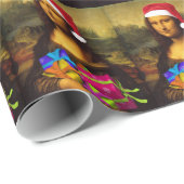 Mona Lisa komt als kerstman Cadeaupapier (Rol Hoek)