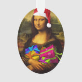 Mona Lisa komt als kerstman Ornament (voorkant)