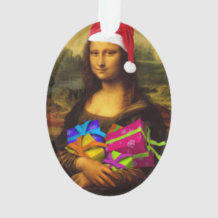 Mona Lisa komt als kerstman Ornament