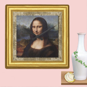 Mona Lisa, Leonardo da Vinci, Ingelijste Canvas Vierkante Klok