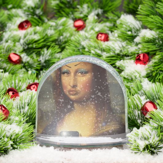Mona Lisa making a funny face with makeup funny Sneeuwbol (Kerstmis)