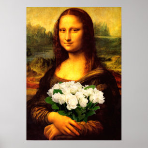 Mona Lisa met bruine rozen Poster