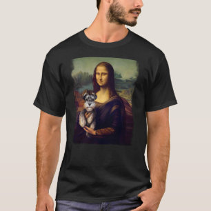 Mona Lisa met een Schnauzer Grappige Honden Kunst T-shirt