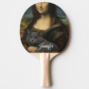 Mona Lisa met elegante grijze kat Tafeltennisbatje