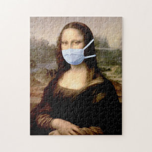 Mona Lisa met gezichtsmasker - Funny Flu Season Legpuzzel
