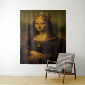 Mona Lisa met gouden kroon Wandkleed