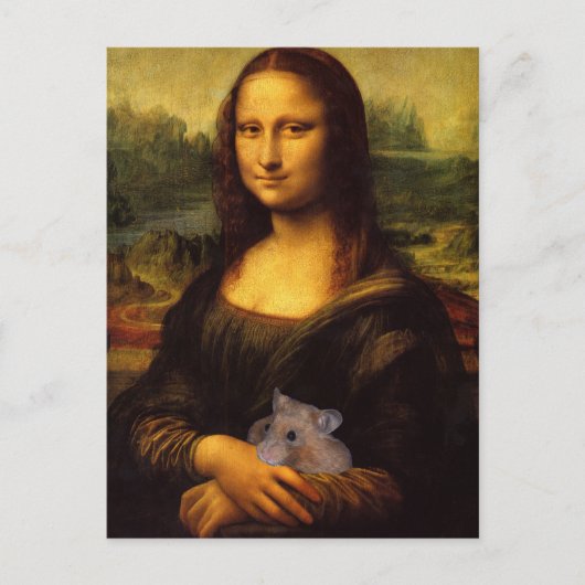 Mona Lisa met Hamster Briefkaart (Voorkant)
