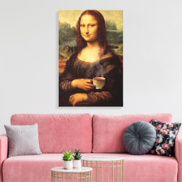 Mona Lisa met hete thee Leonardo da Vinci Canvas Afdruk