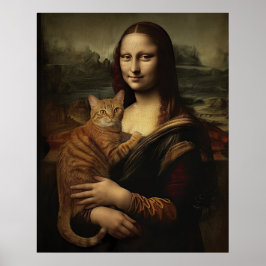 Mona Lisa met kat Poster