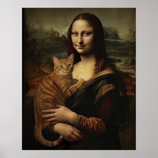 Mona Lisa met kat Poster (Voorkant)