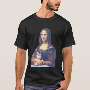 Mona Lisa met kat vasthoudend Kat Vader Kat Moeder T-shirt