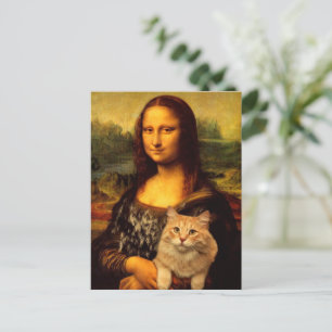 Mona Lisa met katten- en kattenbont Kattenliefhebb Briefkaart