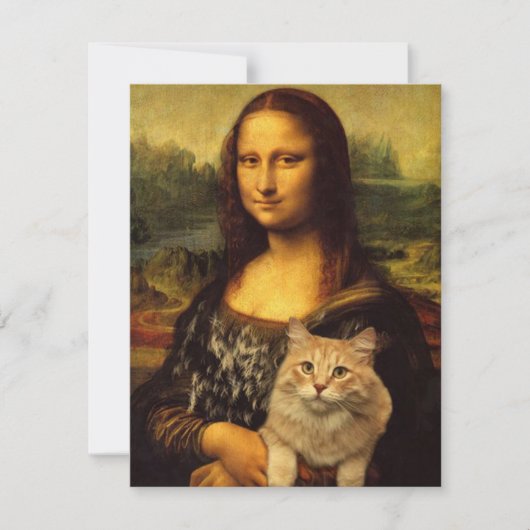 Mona Lisa met katten- en kattenbont Kattenliefhebb Feestdagenkaart (Voorkant)