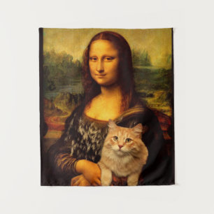 Mona Lisa met katten- en kattenbont Kattenliefhebb Wandkleed