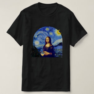 Mona Lisa met koffie in de Sterrennacht, T-Shirt