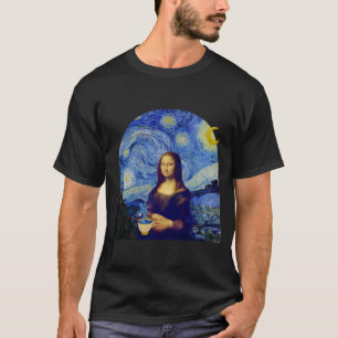 Mona Lisa met koffie in de Sterrennacht - T-shirt