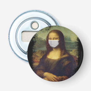Mona Lisa met Masker Button Flesopener