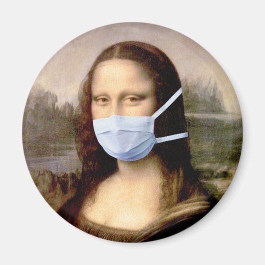 Mona Lisa met Masker Da Vinci die de Kunst bespree Magneet (Voorkant)