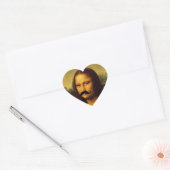 Mona Lisa met Mustache Hart Sticker (Envelop)