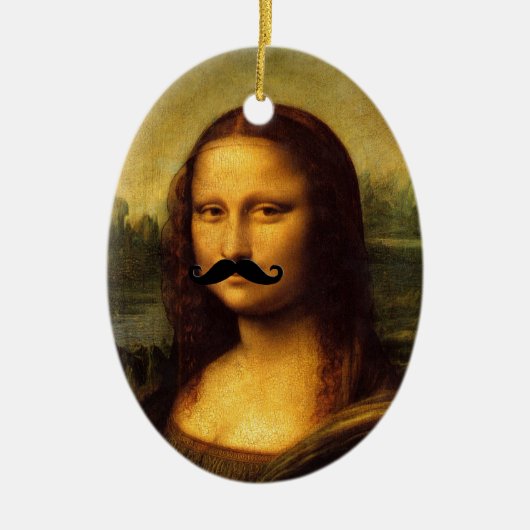Mona Lisa met Mustache Keramisch Ornament (Voorkant)