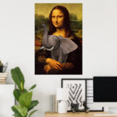 Mona Lisa met olifant Poster (Thuiskantoor)